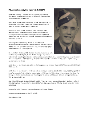 A preview of a PDF biography for Grainger, James Kennedy